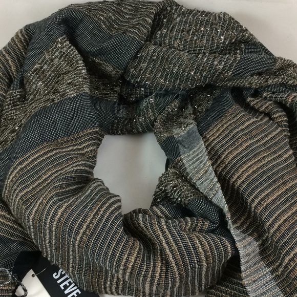 NWT Steve Madden Black, Brown and silver scarf - Picture 2 of 7